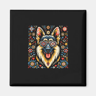 Imán Navidades de estilo de arte folclórico de perro pa