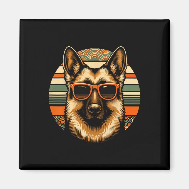 Imán Navidades de estilo retro de perro pastor alemán d (Frente)