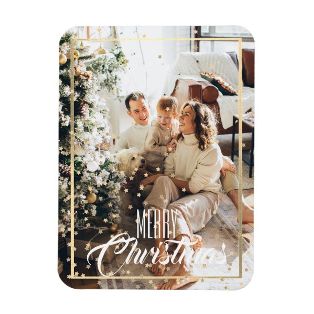 Imán Navidades de festividad de la estrella del oro en  (Vertical)