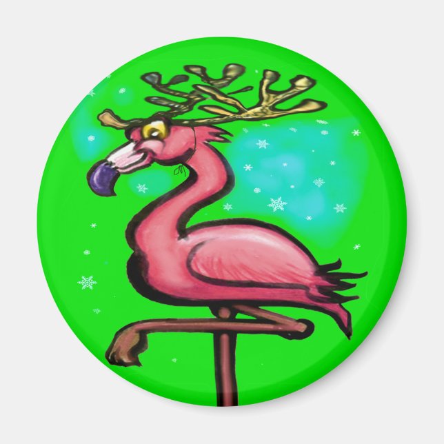 Imán Navidades de Flamingo reno (Frente)