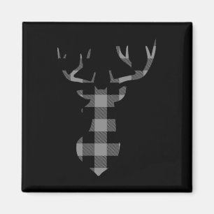 Imán Navidades De Flannel De Gris Y Búfalo Negro