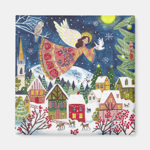 Imán Navidades de fotografía de Cute Angel Peace on Ear
