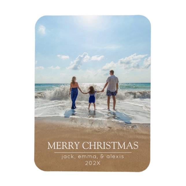 Imán Navidades de fotografía de familia clásica (Vertical)