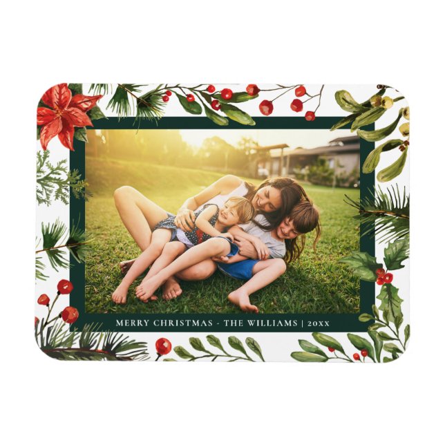 Imán Navidades de fotografía de la familia Floral Poins (Horizontal)