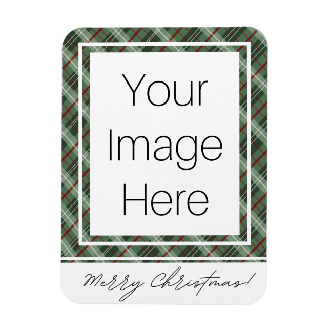 Imán Navidades de fotografía de personalizable Plaid Ma (Vertical)