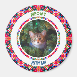 Imán Navidades de fotografía personalizado Mamá de gato