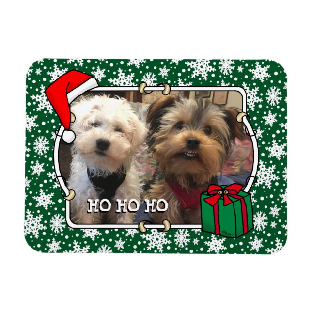 Imán Navidades de fotografía personalizado Santa Hat Ma (Horizontal)