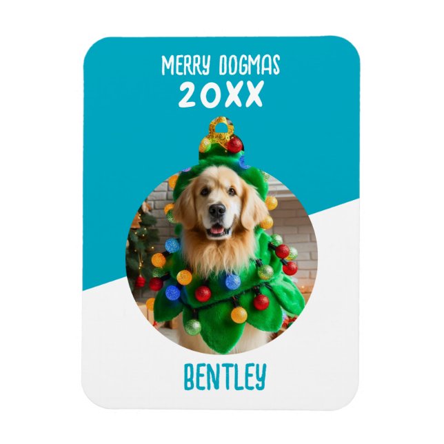 Imán Navidades de fotos de perros Personalizados de Mer (Vertical)