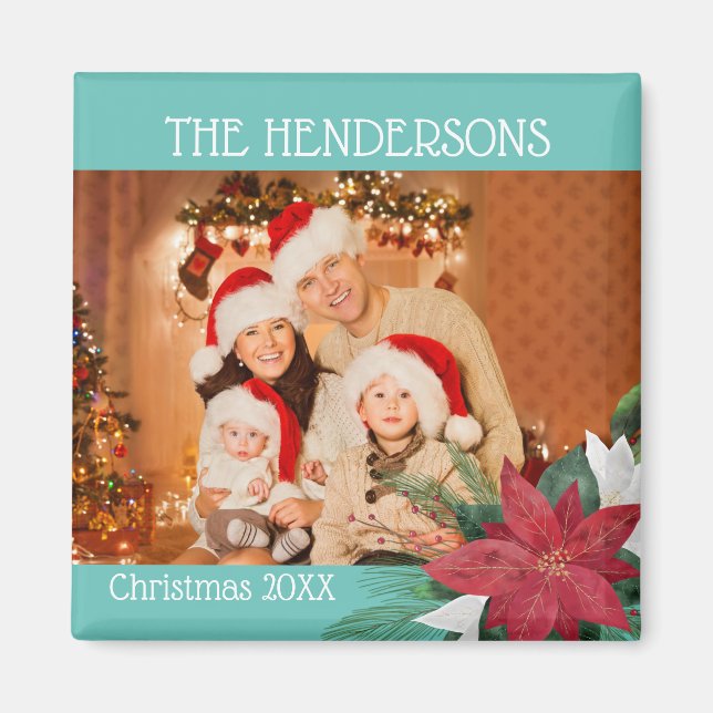 Imán Navidades de fotos familiares Magnet Poinsettia (Frente)