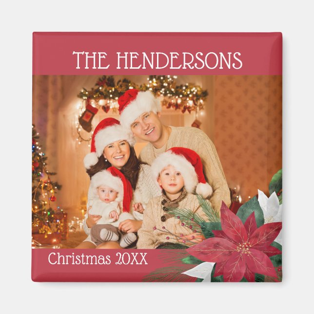 Imán Navidades de fotos familiares Magnet Poinsettia (Frente)