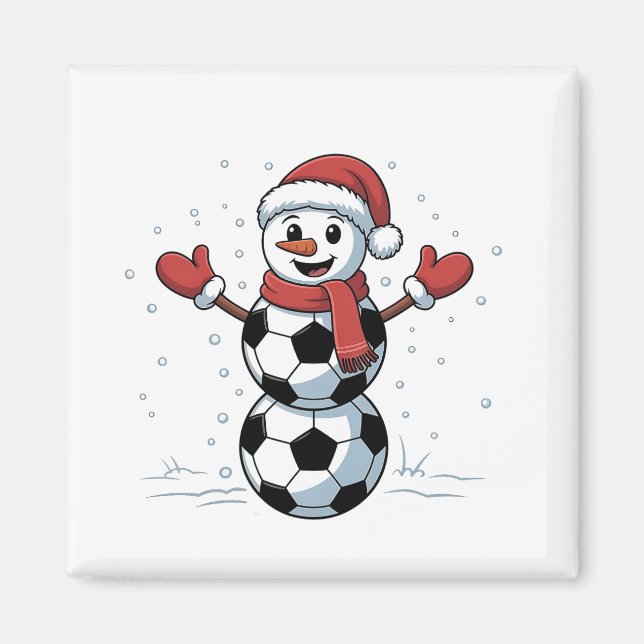 Imán Navidades de fútbol de snowman Santa Baseball Spor (Frente)
