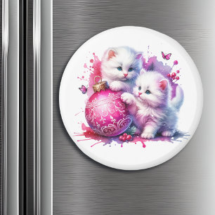 Imán Navidades de gatitos blancos dulces
