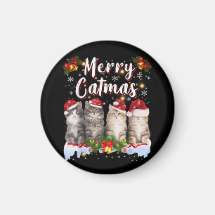 Imán Navidades de gato Santa Hat Graciosa Feliz Navidad