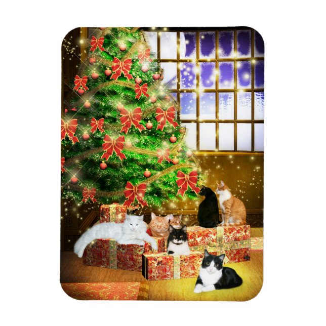 Imán Navidades de gatos gatitos (Vertical)