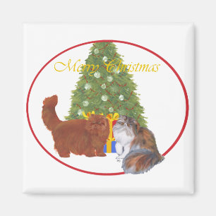 Imán Navidades de gatos persas rojos y calicos