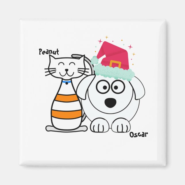 Imán Navidades de gatos y perros Personalizados (Frente)