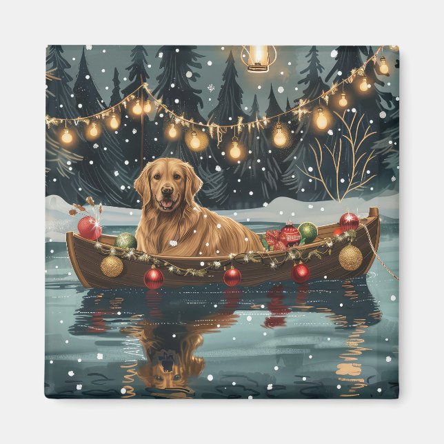 Imán Navidades de Golden Retriever (Frente)
