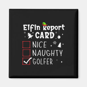 Imán Navidades de golf Nice Naughty Funny Xmas List Gol