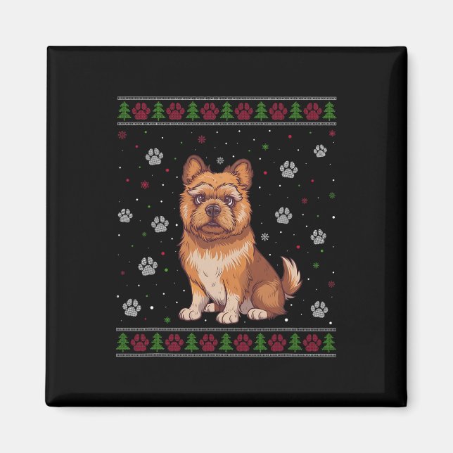 Imán Navidades de Griffon de Bruselas Sweater Xmas Masc (Frente)