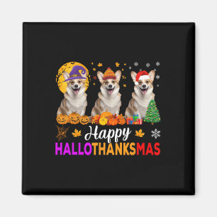 Imán Navidades de Halloween de Corgi Dog Hallothanksmas