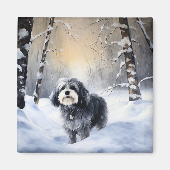 Imán Navidades de Havanese Let It Snow (Frente)