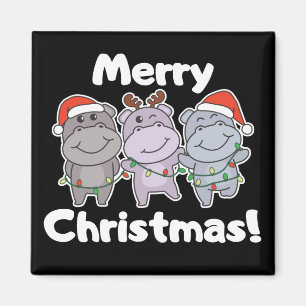 Imán Navidades de Hippo Animales Cutan Hippos Merry Mag