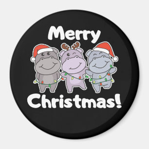 Imán Navidades de Hippo Animales Cutan Hippos Merry Mag