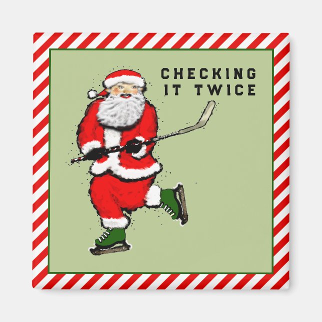 Imán Navidades de hockey levantando pantalones (Frente)