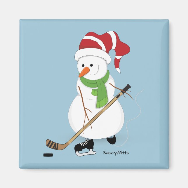 Imán Navidades de Hockey Snowman (Frente)