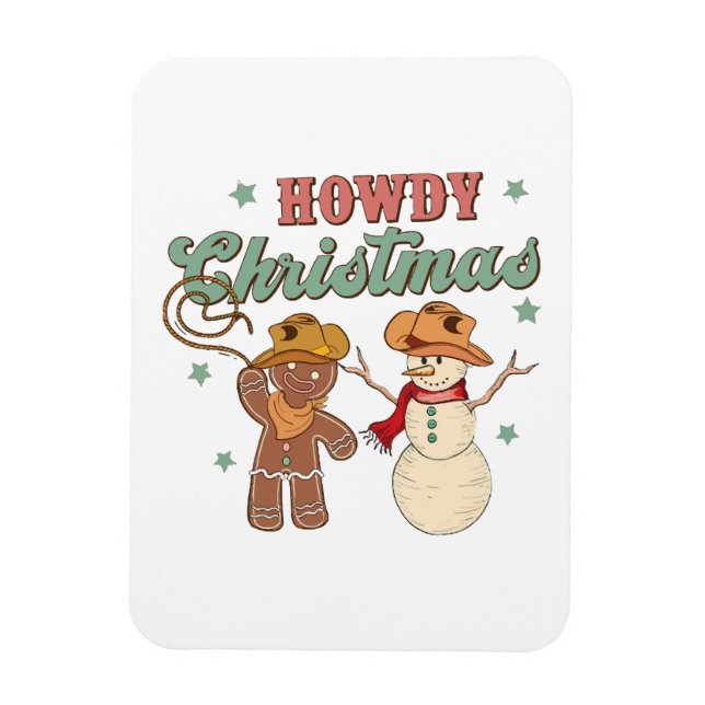 Imán Navidades de Howad Cowboy Snowman Western Funny (Vertical)