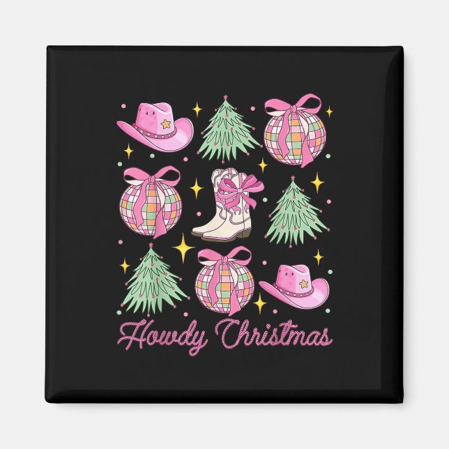 Imán Navidades de Howad Pink Coquette Bow Xmas Tree Wes (Frente)