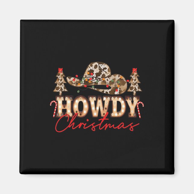 Imán Navidades de Howad Santa Cute Leopard Western Cowg (Frente)