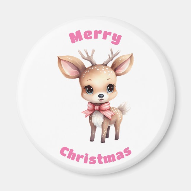 Imán Navidades de Ilustracion de Personalizado de cierv (Frente)