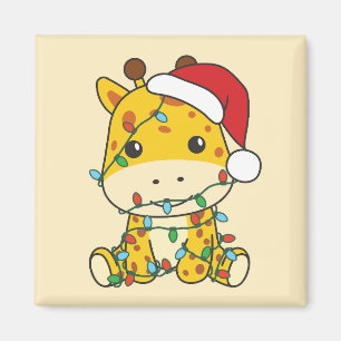 Imán Navidades de jirafa en invierno animan jirafas