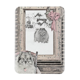Imán Navidades de Keeshond Ventana de Invierno Pintura