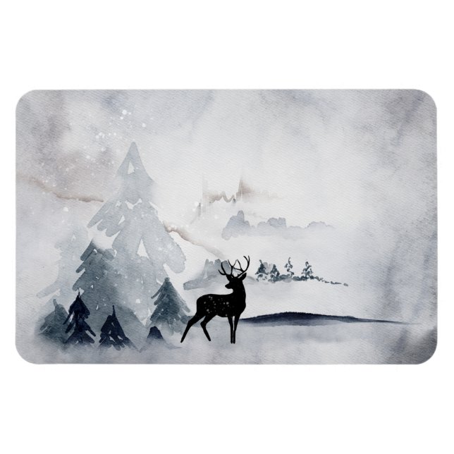 Imán Navidades de la acuarela gris y salvaje (Horizontal)