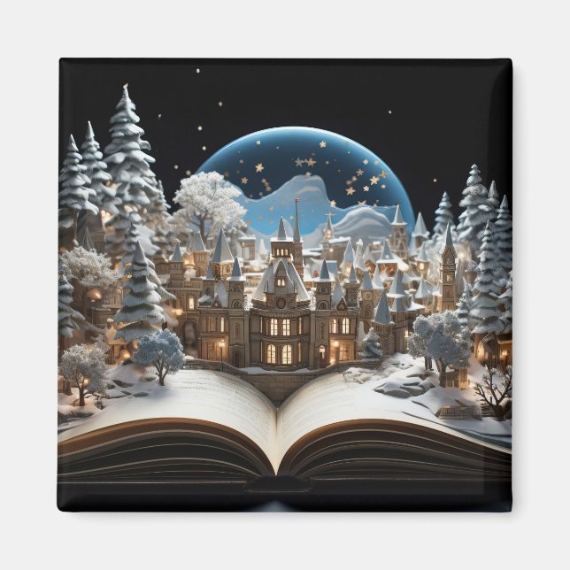 Imán Navidades de la aldea de Snow-Globe (Frente)
