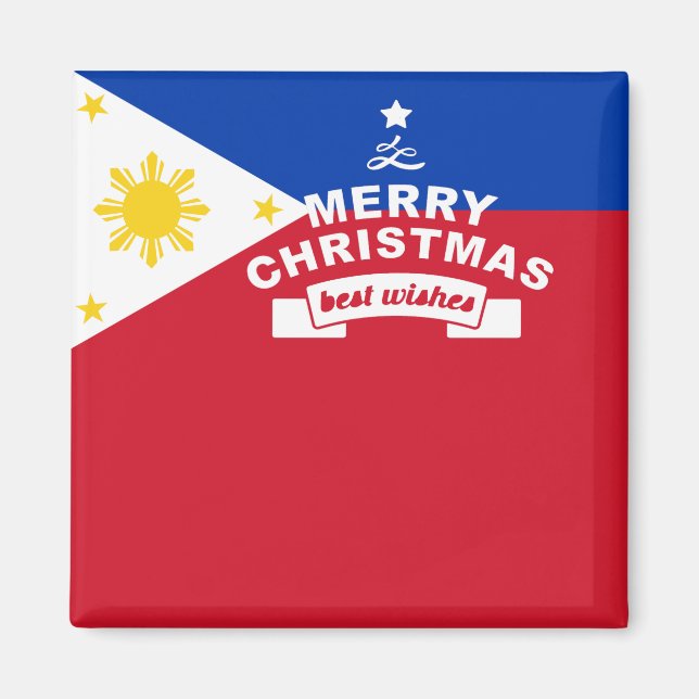 Imán Navidades de la bandera filipina: Feliz Navidad y  (Frente)