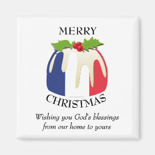 Imán Navidades de la BANDERA FRANCESA Pudding Magnet