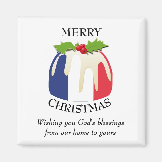 Imán Navidades de la BANDERA FRANCESA Pudding Magnet (Frente)