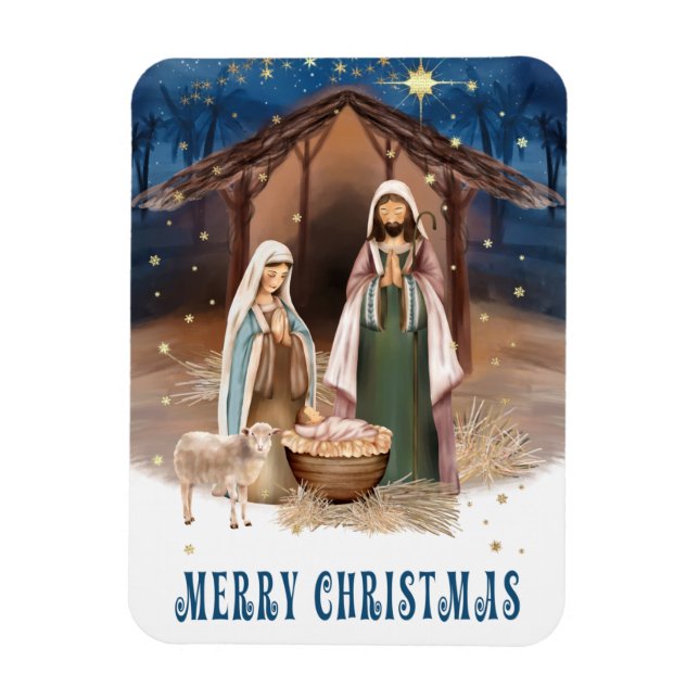 Imán Navidades de la escena de la Natividad Gift Magnet (Vertical)