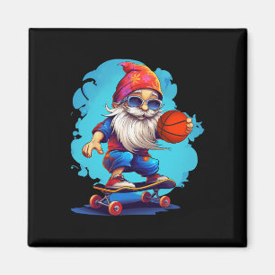 Imán Navidades de la familia Gnome de baloncesto en Ska