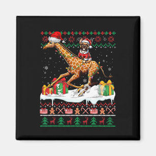 Imán Navidades de la jirafa en Bulldog de Santa Francia