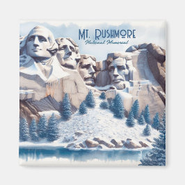 Imán Navidades de la nieve de Mount Rushmore