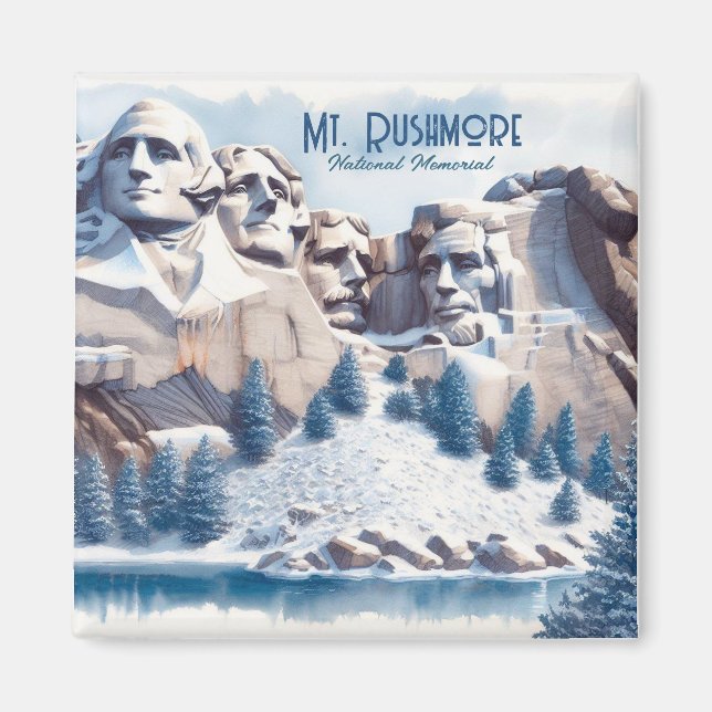 Imán Navidades de la nieve de Mount Rushmore (Frente)