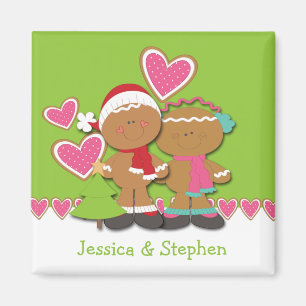 Imán Navidades de la pareja Gingerbread Cookie