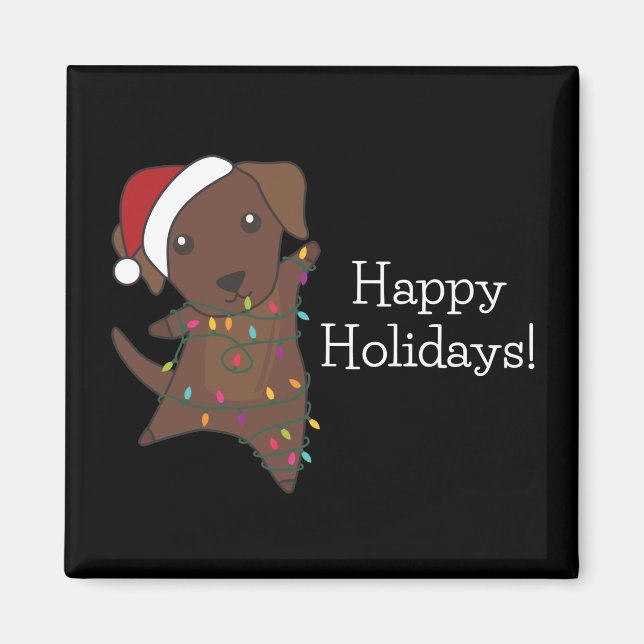 Imán Navidades de Labrador Niegan a los perros de invie (Frente)