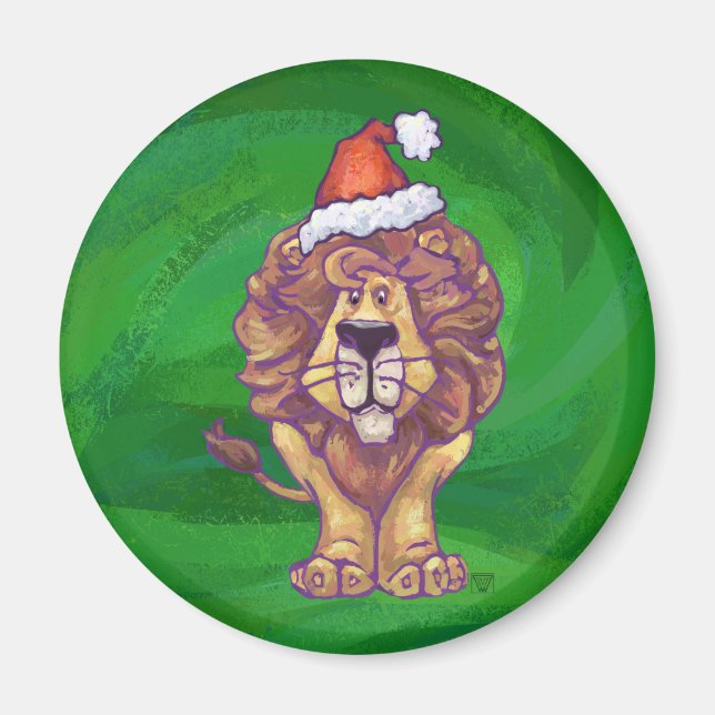 Imán Navidades De Leones En Verde (Frente)