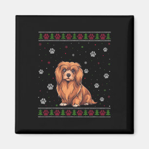 Imán Navidades de Lhasa Apso Sweater Xmas Mascota Anima