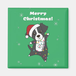 Imán Navidades de linea negra perros animales de invier